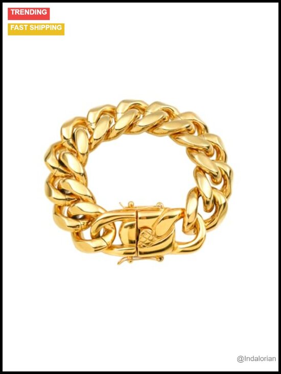 Jewelry - Chunky Gold Plated Miami Cuban Link Chain Necklace Heavy Hip Hop 316L Steel